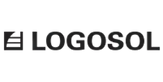 Black and white logo featuring a stylized saw blade icon followed by bold uppercase text spelling LOGOSOL against a transparent background
